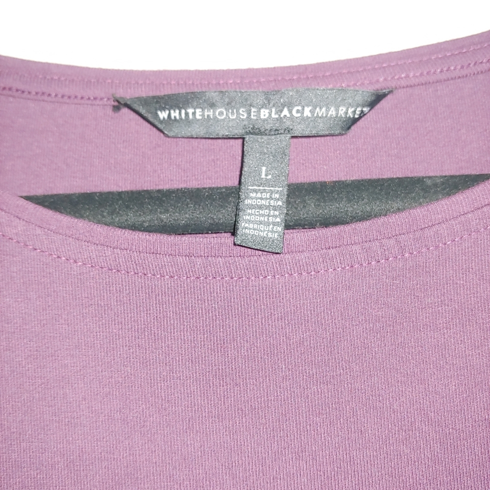 L White House Black Market Tiered Sleeve Plum Knit Dress - Picture 4 of 6